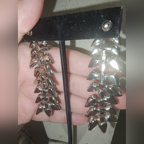 Black and Silver Rhinestone Statement Earrings - Picture 7 of 7